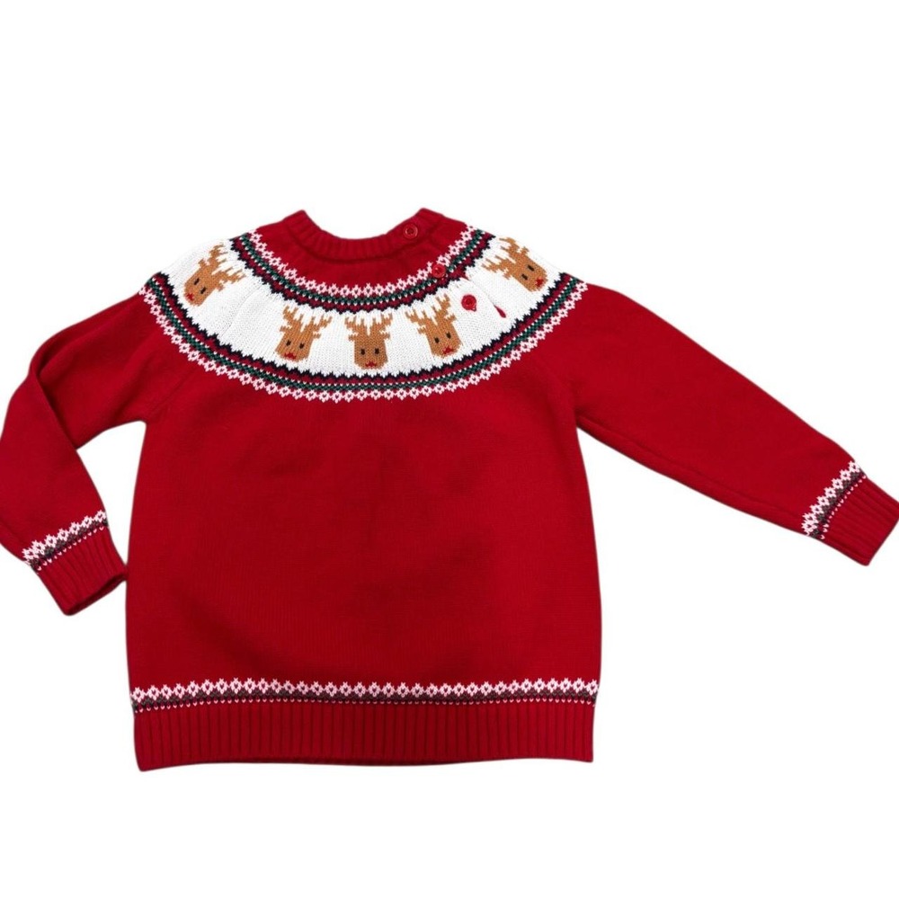 Fair Isle Reindeer kids 100% Cotton Miccina Christmas Sweater 5–6